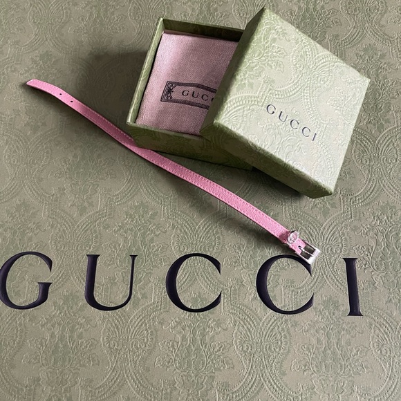 New Gucci Double G Leather Pink Bracelet💕 - Picture 6 of 10